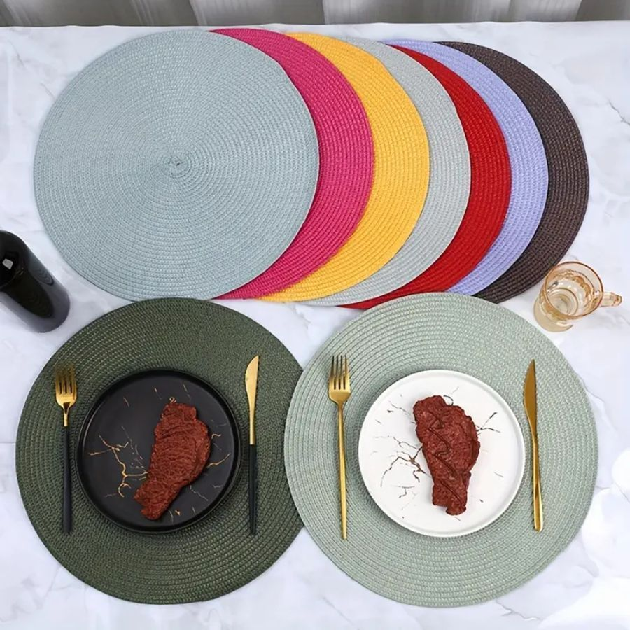 Kit 6 Peças Jogo Americano Redondo Sousplat Cozinha Jantar Descanso de Prato Sousplat Cozinha