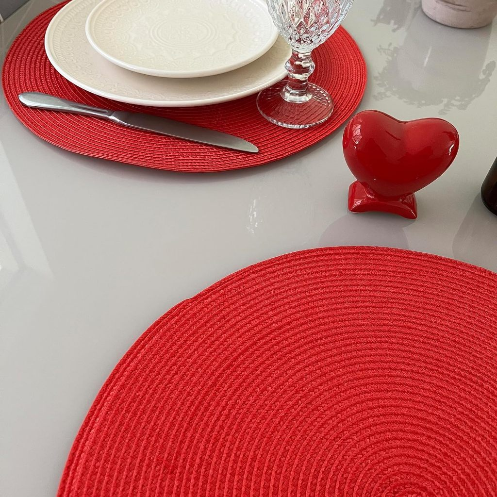 Kit 6 Peças Jogo Americano Redondo Sousplat Cozinha Jantar Descanso de Prato Sousplat Cozinha