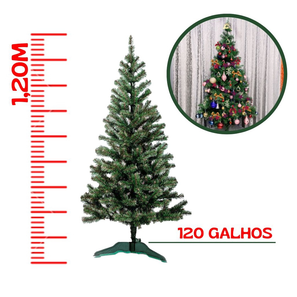 Árvore Natal Completa 120 cm com 100 LEDs e 83 Enfeites