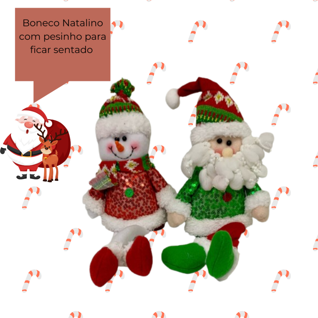 Kit com 2 Enfeites de Bonecos Natalinos – Decoração Encantadora para o Seu Natal