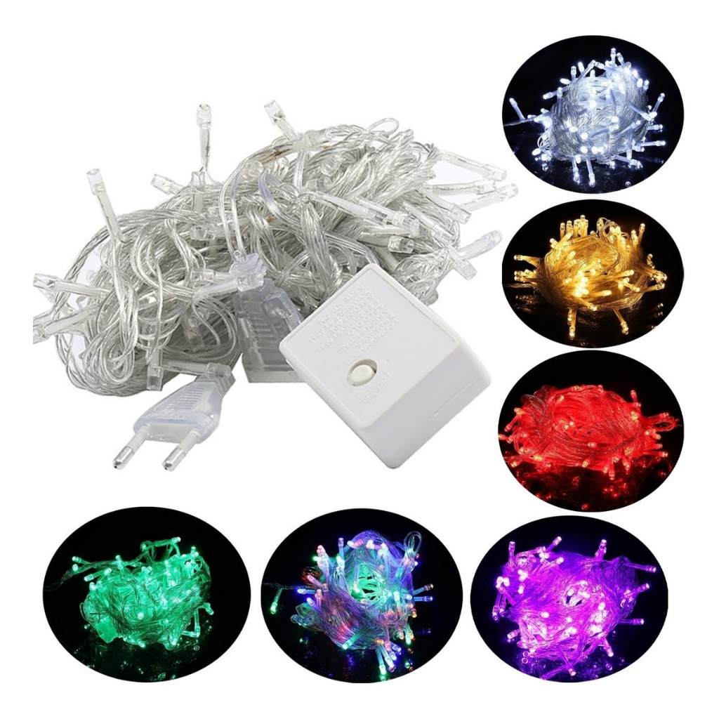 Cordão Pisca Pisca Natal 100 Leds 10m 8 Funções Varias Cores 110v 220v