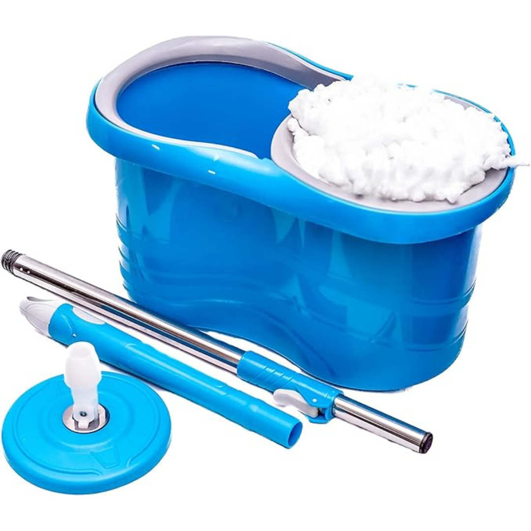 Mop Giratório 360° com Cesto Inox 4L Azul - Clean Tech