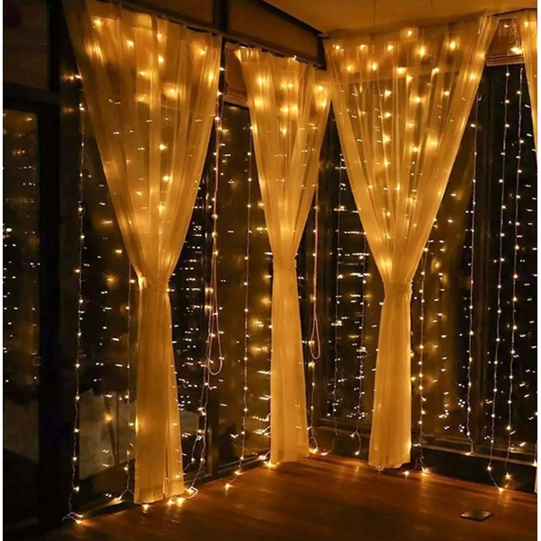 cortina 300 Leds 3x3 Metros Festa Casamento Eventos Natal Luz Amarelo